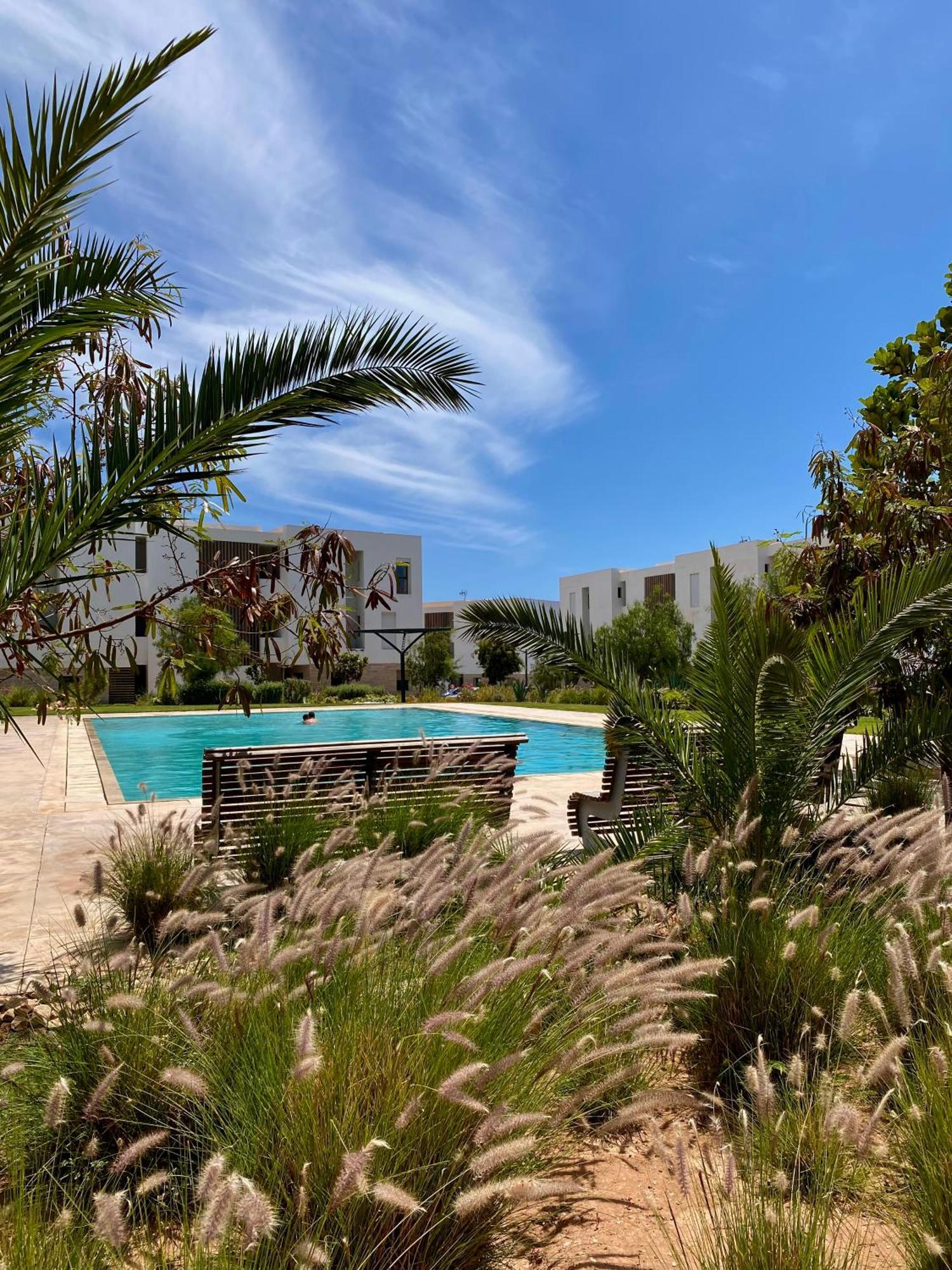 Luxurious Golf & Sea View Beach Apartment With Pool Access - Tamourrit, Taghazout Bay Eksteriør billede